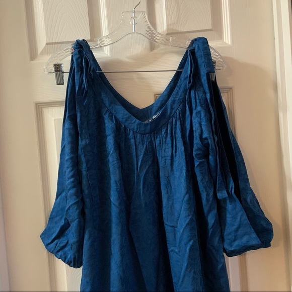 Anthropologie Holding Horses Blue Print Slit Sleeve Dress size Small - Picture 6 of 10